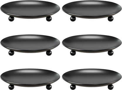 Black Candle Holders for Pillar Candles, Set of 2 Premium Metal Candle Plates Candle Stand for LED or Wax Candles, Decorative Pillar Candle Holder Dish for Table Centerpiece