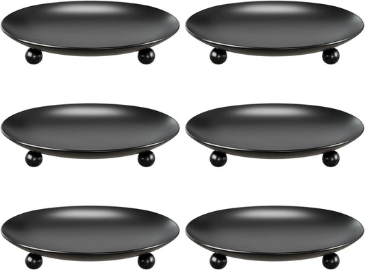Black Candle Holders for Pillar Candles, Set of 2 Premium Metal Candle Plates Candle Stand for LED or Wax Candles, Decorative Pillar Candle Holder Dish for Table Centerpiece