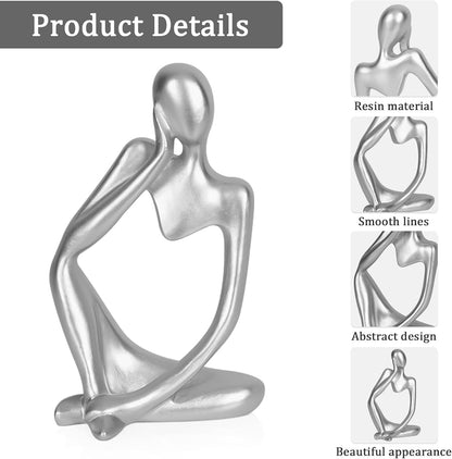 Sandstone Resin Thinker Style Abstract Sculpture Statue Collectible Figurines Home Office Bookshelf Desktop Decor(Small Sandstone,Left)