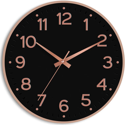 Roymnie Wall Clock Green, Silent Wall Clocks Battery Operated 8 Inch-Modern Non Ticking Analog Clock Decorative for Kitchen Office Bathroom Bedroom(Gold)