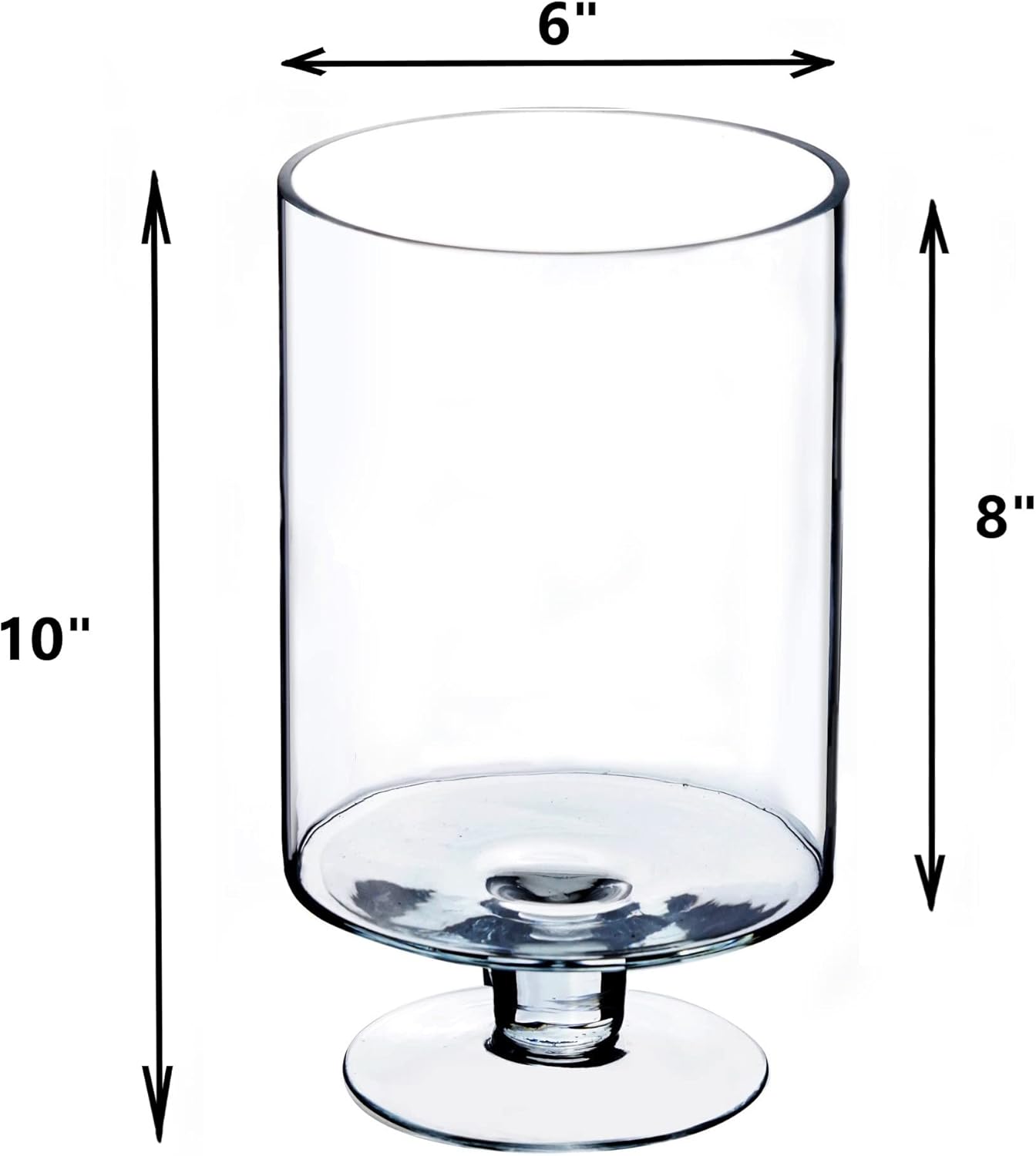 CYS EXCEL Glass Hurricane Pillar Candle Holder (H:6" W:3.75") | Multiple Size Choices Short Stem Candle Centerpieces | Stemmed Glass Cylinder Candle Vase
