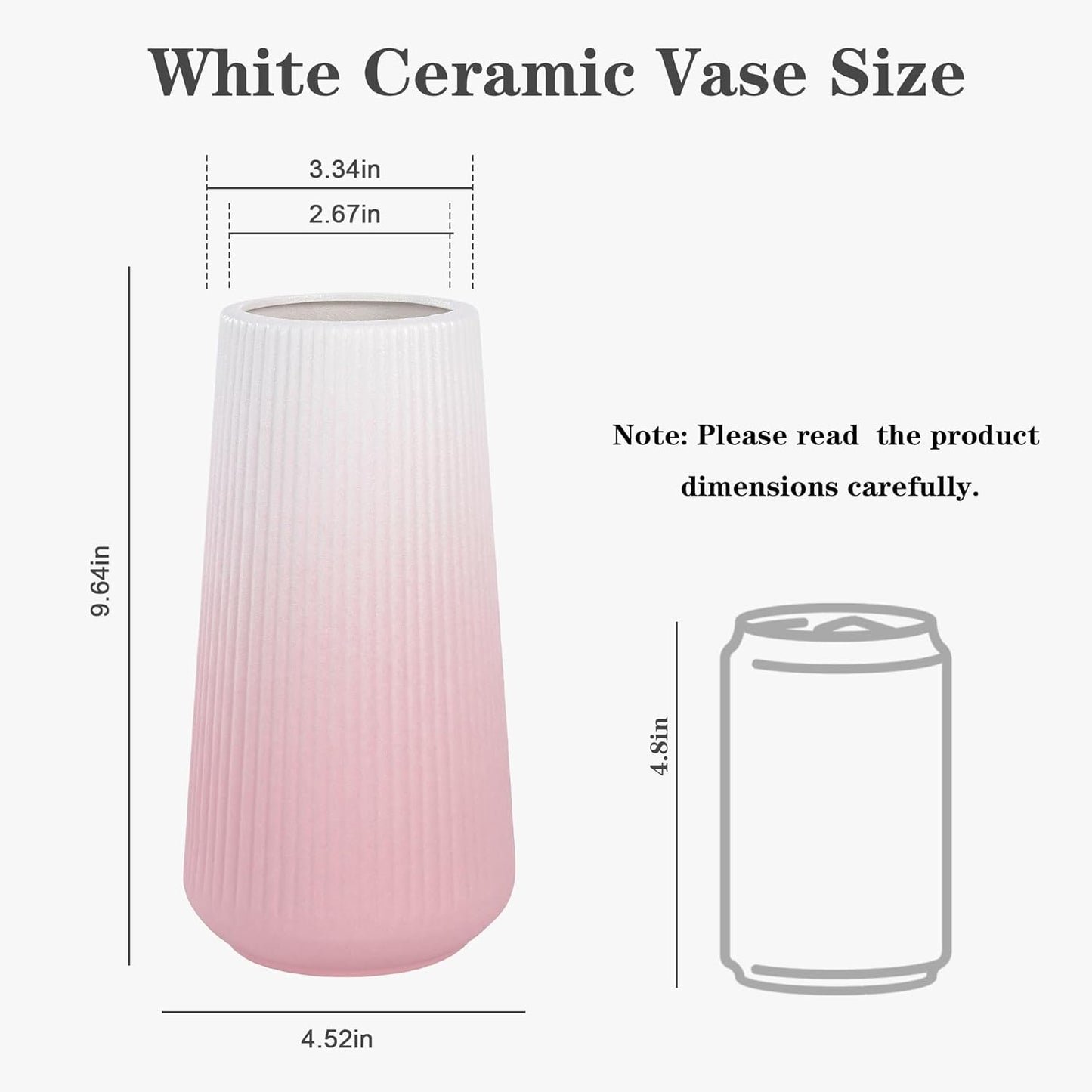 White Ceramic Vase, GUKJOB Small Cute Flower Vase for Pampas Grass, Home, Living Room, Dining Table, Farmhouse, Office Decor, Bedroom, Table, and Kitchen Shelf (White)