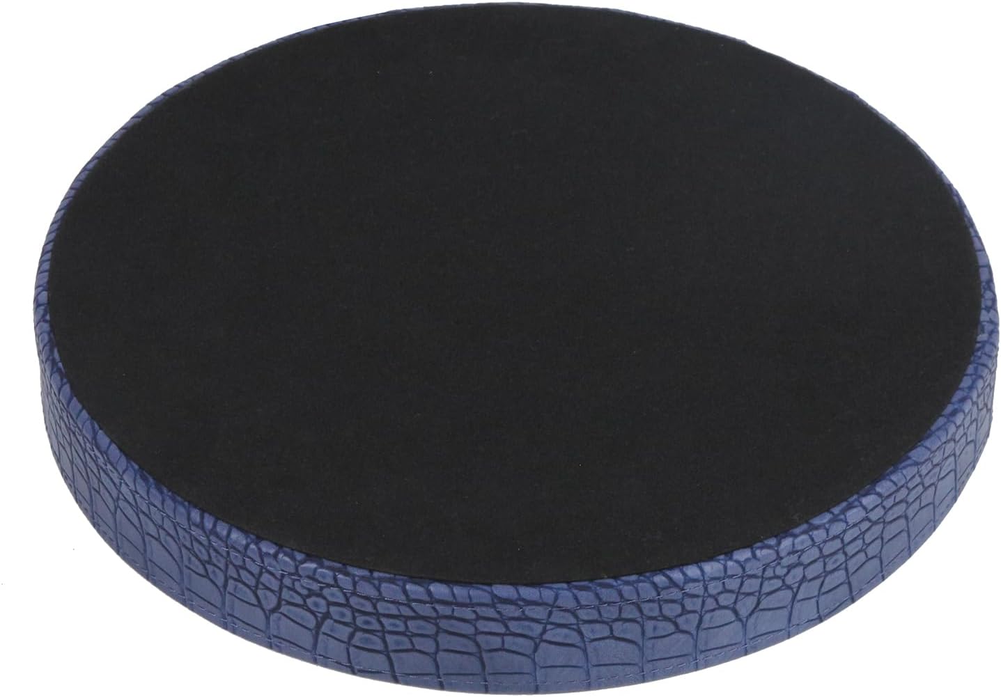 HofferRuffer Round Serving Tray 20'', Elegant Faux Leather Circle Ottoman Table Tray, Serve Tea Coffee Breakfast in Bedroom Living Room Kitchen (Brown)