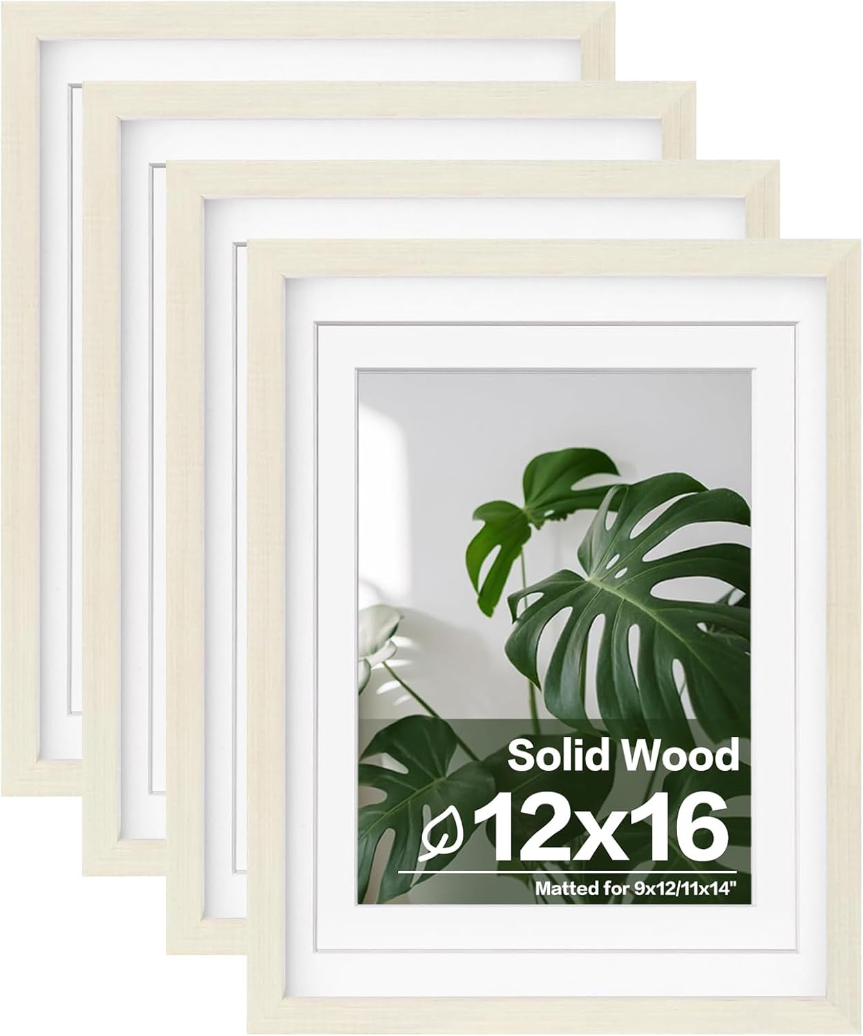 Egofine 8x10 Picture Frames Set of 4, Made of Solid Wood Covered by Plexiglass 4x6 and 5x7 with Mat or 8x10 without Mat, for Table Top Display and Wall Mounting Photo Frame Black