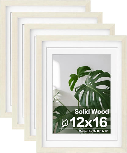 Egofine 8x10 Picture Frames Set of 4, Made of Solid Wood Covered by Plexiglass 4x6 and 5x7 with Mat or 8x10 without Mat, for Table Top Display and Wall Mounting Photo Frame Black