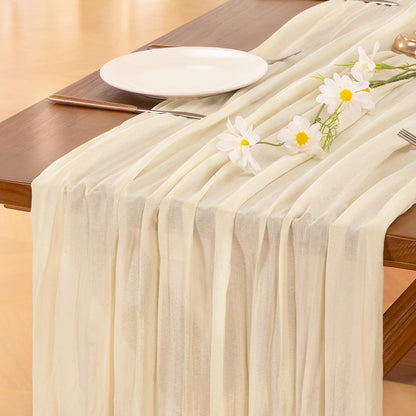 Socomi 3pcs Sage Green Cheesecloth Table Runner Summer Boho Rustic Gauze 120 inch 10FT Cheese Cloth Sheer Runner for Wedding Party Baby Shower Home Decor Holiday Decorations