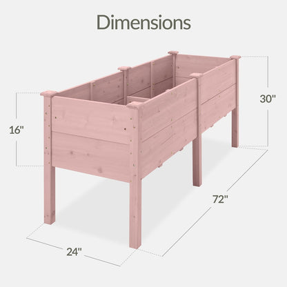 Best Choice Products 72x24x30in Raised Garden Bed, Elevated Wood Planter Box Stand for Backyard, Patio, Balcony w/Divider Panel, 6 Legs, 300lb Capacity - Natural