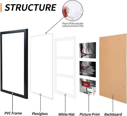 Fixwal Collage Picture Frame with Clear Plexiglass, Displays 5pcs 4x6 Photos or Use as One Frame for Gallery Wall Decor, Signature Collection, Black