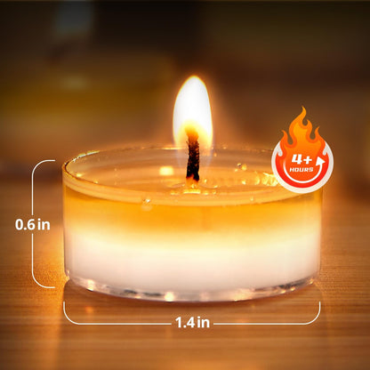 Crenovo Tea Lights Candles 100 Pack, Natural Soy Wax Tealights Candles Bulk 6 Hours Non-Toxic, Long Burning, Unscented Small Votive Cup Candles for Wedding, Party, Dinner, Emergency