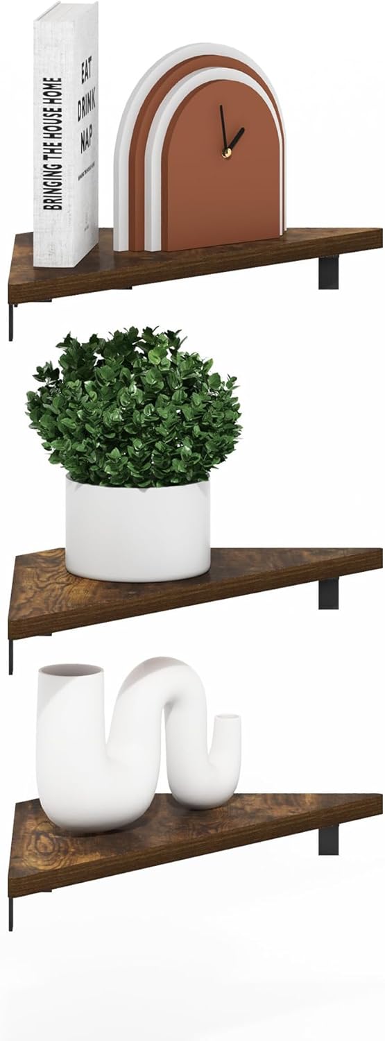 Furinno Rossi 5-Tier Wall Mount Floating Radial Corner Shelf, White