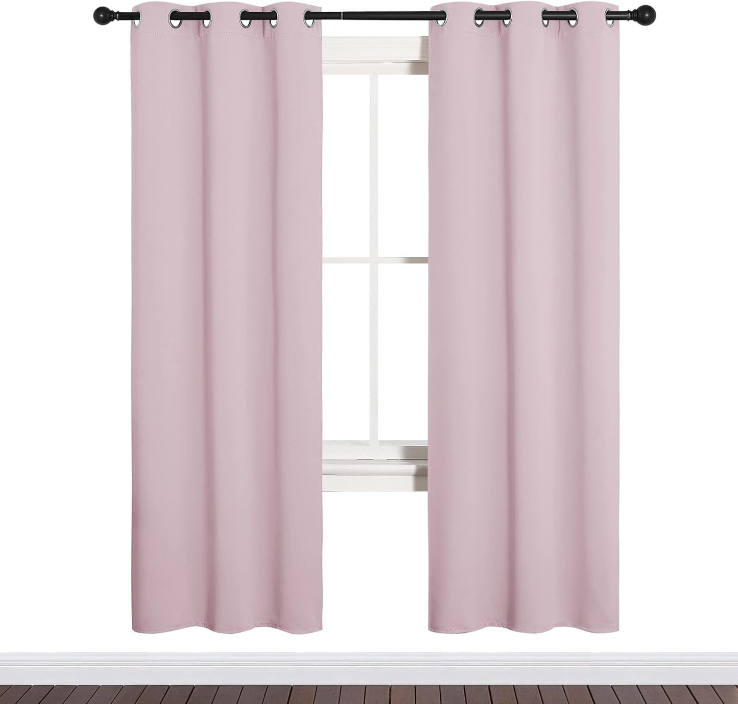 NICETOWN Halloween Pitch Black Solid Thermal Insulated Grommet Blackout Curtains/Drapes for Bedroom Window (2 Panels, 42 inches Wide by 63 inches Long, Black) - Colors B