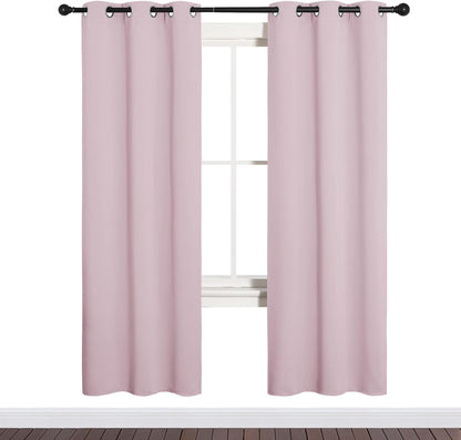 NICETOWN Halloween Pitch Black Solid Thermal Insulated Grommet Blackout Curtains/Drapes for Bedroom Window (2 Panels, 42 inches Wide by 63 inches Long, Black) - Colors B
