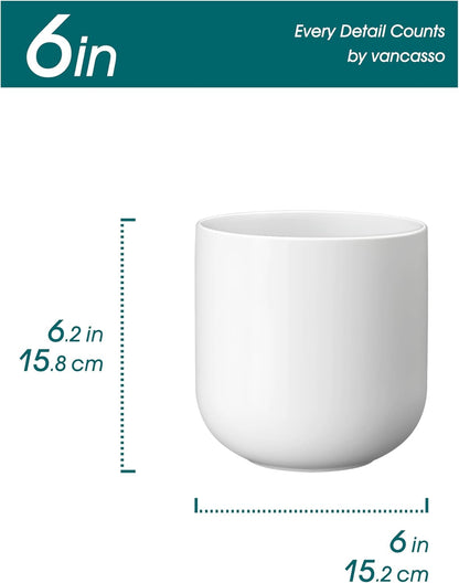 vancasso Ceramic Plant Pots, 4+5+6 inches, Set of 3, Planters with Drainage Hole, Flower Pots Planters Pots for Indoor Plants, Modern Indoor Decorative Garden Pot, Home Decor, White