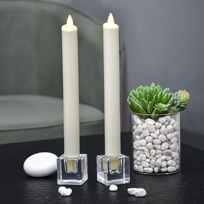 Square Glass Candle Holder Set of 2, Clear Taper Candlestick Holders, Ideal Gift for Dining Table, Wedding, Christmas and Party.…