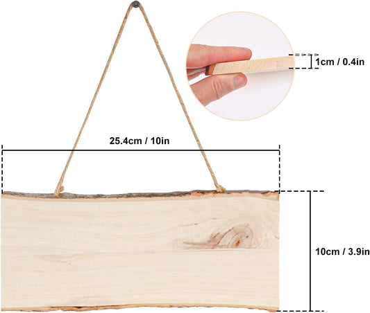 18 Pack Wood Signs, Unfinished Rectangle Wooden Plaque with Rope, Live Edge Wood Plaque for DIY, Burning Carving, Wedding, Restaurant, Home Decor (4 x 10 Inch)