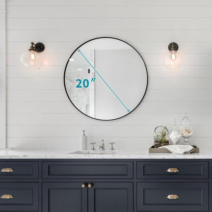 Fabuday Black Circle Mirror for Wall 20 inch - Round Mirrors for Bathroom, Entryway, Living Room, Hallway, Bedroom Decor, Small Matte Framed