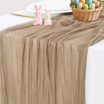 Socomi 3pcs Sage Green Cheesecloth Table Runner Summer Boho Rustic Gauze 120 inch 10FT Cheese Cloth Sheer Runner for Wedding Party Baby Shower Home Decor Holiday Decorations