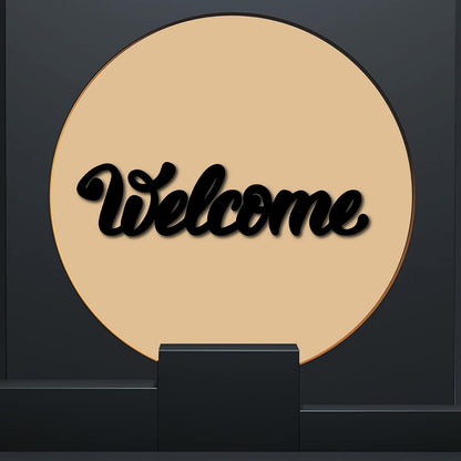 CREATCABIN Welcome Sign Welcome Wood Cutout Wooden Wall Decor Letters Laser Cut Art Unfinished Rustic Decorative DIY for Front Door Home Gallery Porch Coffee Bar Wreath Gift 11.8 x 2.4 Inch