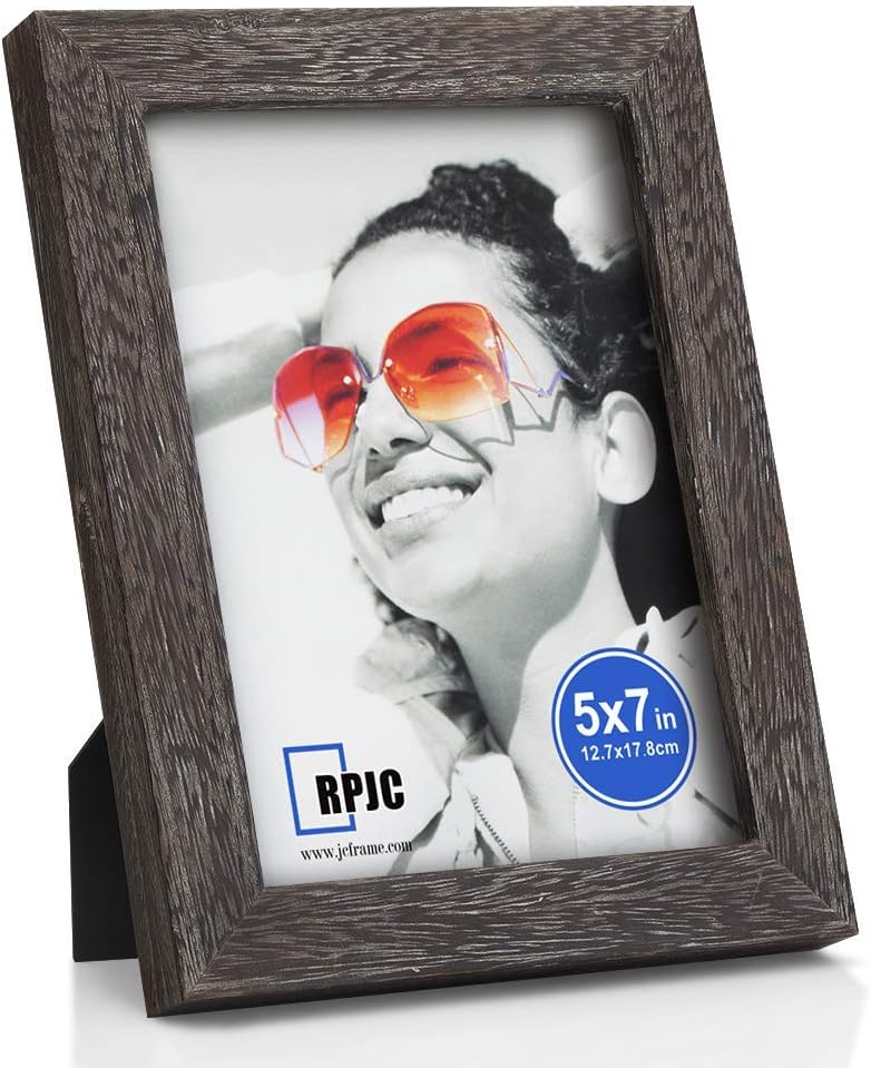 RPJC 5x7 Picture Frames Made of Solid Wood High Definition Glass for Table Top Display and Wall Mounting Photo Frame Black