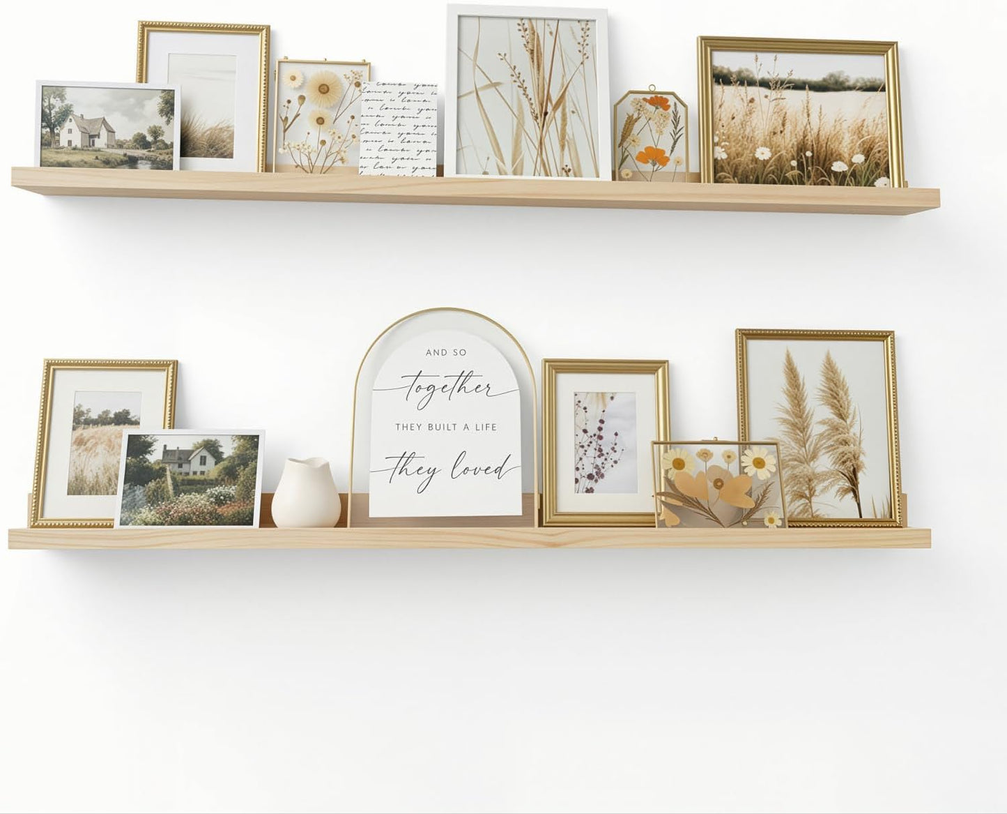 AZSKY Floating Shelves Wall Mounted Set of 2 Natural Wood Picture Shelves Wall Shelves for Bedroom Bathroom Living Room Kitchen Laundry Room Storage & Decoration 24 Inch