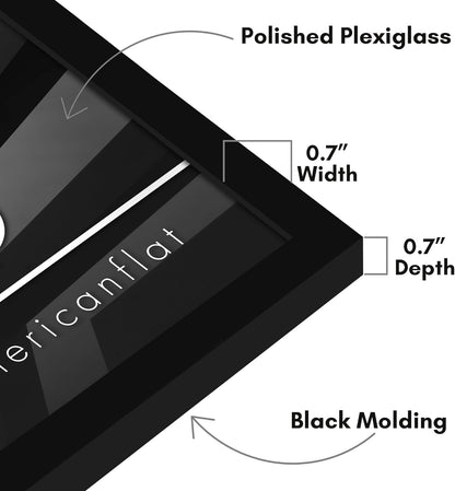 Americanflat 24x36 Poster Frame with Polished Plexiglass - Streamline Collection - Thin Border Picture Frame for Wall Display - Hanging Hardware Included - Black - Colors C