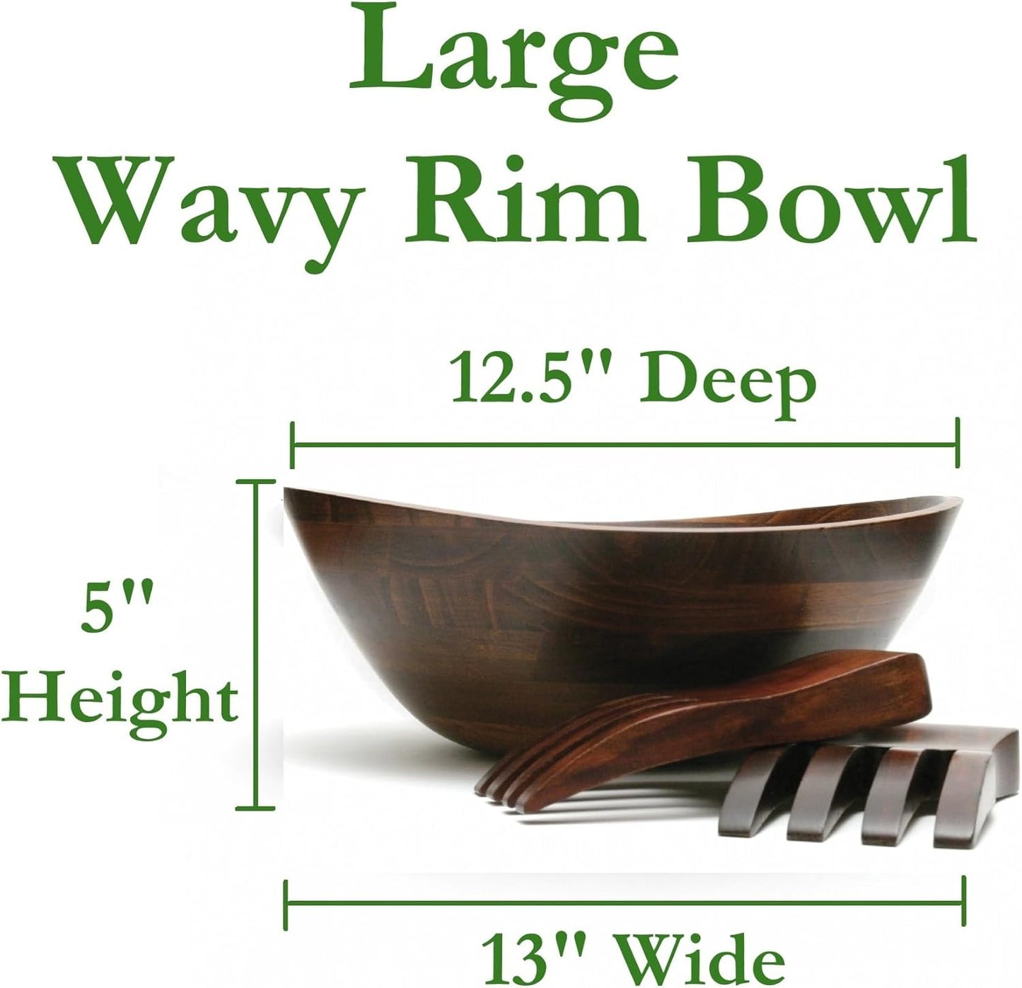 Lipper International Cherry Finished Wavy Rim Beechwood Serving Bowl for Fruits or Salads, Matte, Small, 7.5" x 7.25" x 3", Single Bowl, 30.43Fl oz