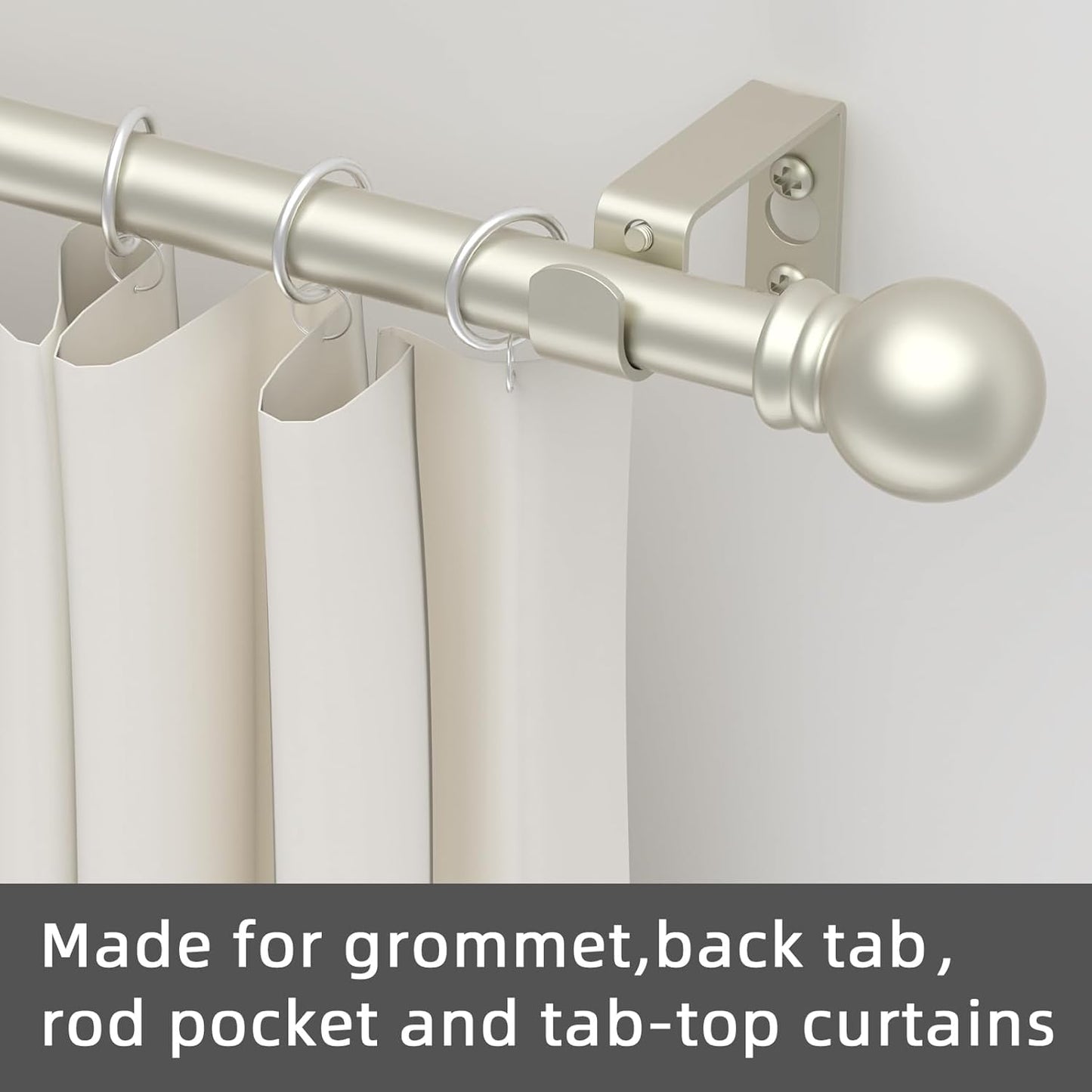 GXOACKJ Curtain Rods for windows 32-48 inch, 5/8 inch Decorative Curtain Rod Set, Matte Black Splicing Heavy Duty Metal Curtain Rod with Brackets