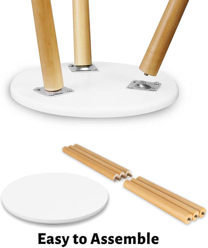 Uneedem Wood Mid Century Plant Stand for Indoor Plants, Modern Table, Tall Holder for Flower Pots, Small Round Side/End Table(A2 White, High: 16.5")