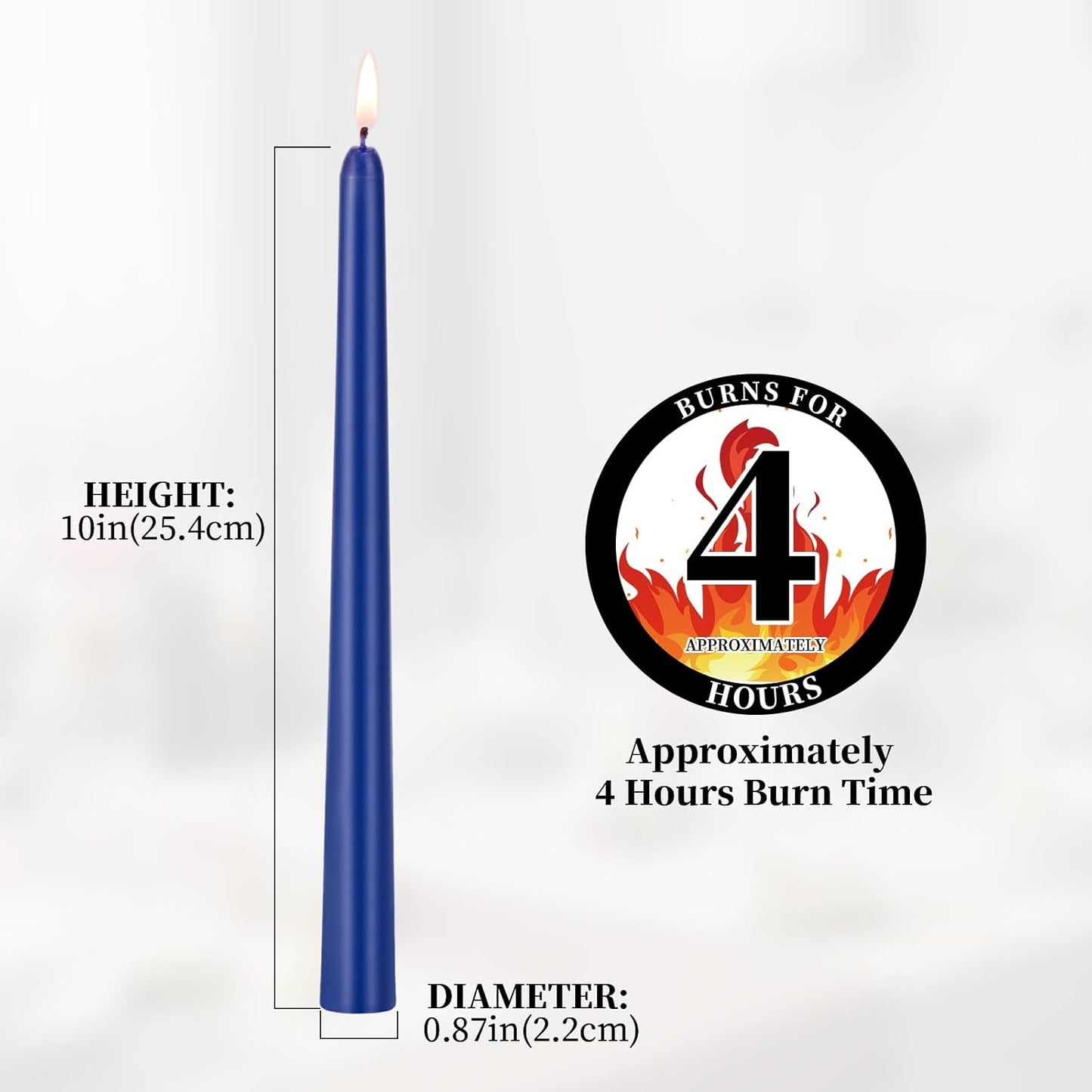 KONNI 0.87×10 Inch Ivory Taper Candles, Unscented and Smokeless Tall Candlesticks, 10 Pack Tapered Candles with Cotton Wicks, Long Burning, Ideal for Weddings, Dinner Parties, and Home Décor