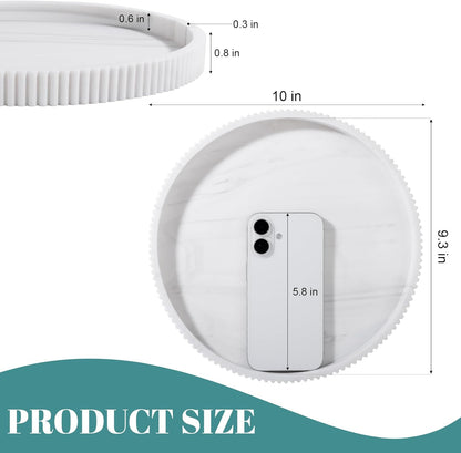 Silicone Bathroom Tray Round Kitchen Counter Organizer Decorative Vanity Accessories Coffee Table Decor for Perfume, Candle, Soap Dish, 9 Inch, Black