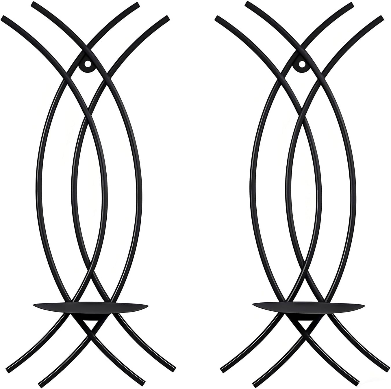 Gold Wall Sconce Set of 2, Metal Candle Holder, Modern Hanging Decoration for Living Room, Farmhouse,Wall Mounted Candelabra with Minimalist Lines,Gothic Antique Decor
