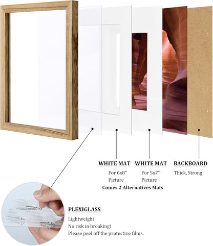 Egofine 12x16 Picture Frame Black, Covered by Plexiglass Made of Solid Wood, Display Pictures 9x12 and 11x14 with Mat or 12x16 Without Mat, for Wall Mounting Photo Frame - Colors A