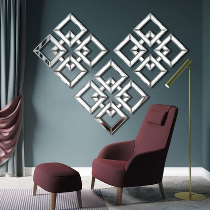 QMDECOR 2 Pack Silver Mirrored Square Wall-Mounted Mirrors Modern Glam Accent Decor for Home
