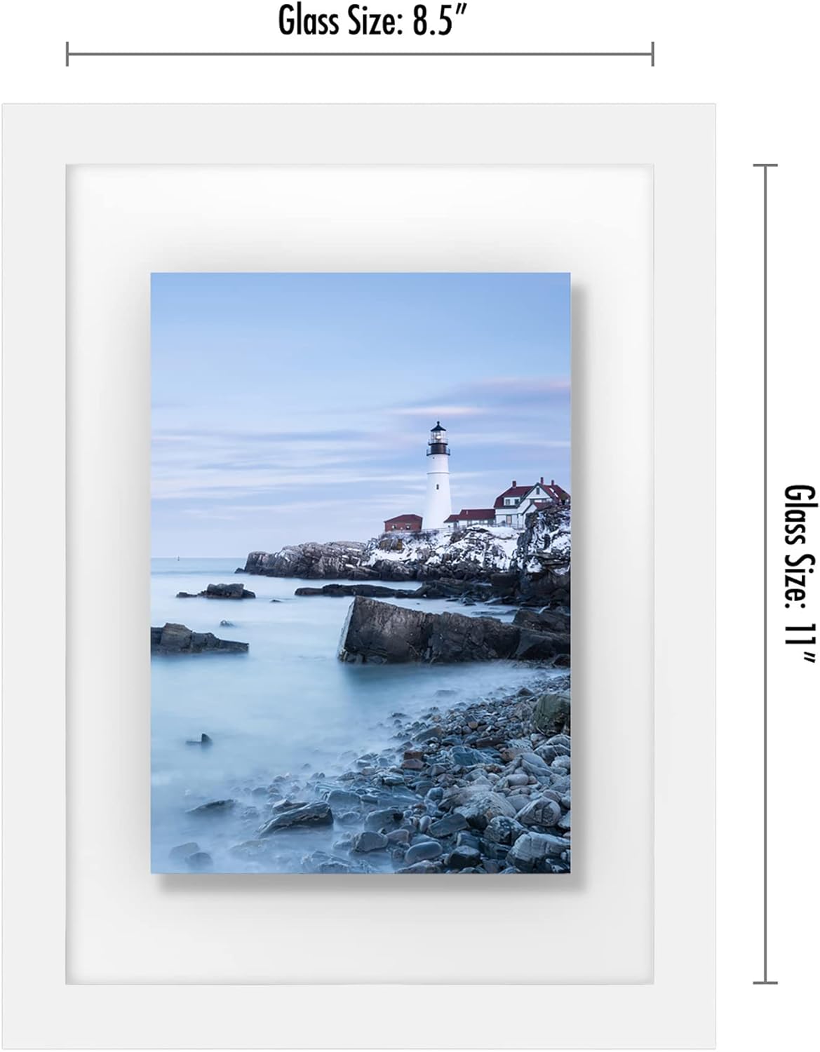 Americanflat 12x18 Floating Picture Frame with Polished Crystal-Clear Glass - Use as 8x10 Picture Frame or Display 5x7 Photo - Signature Float Collection - Photo Frames for Wall Display - Black