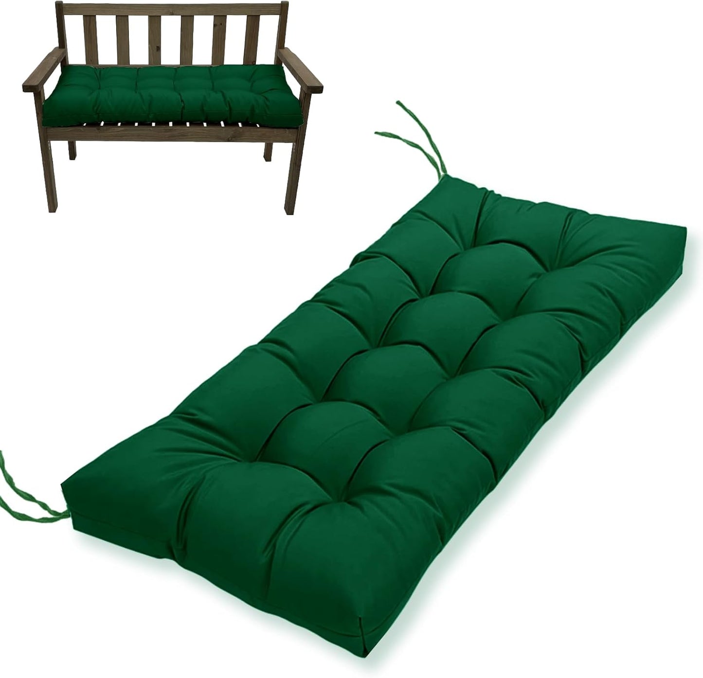 MTMR Outdoor Bench Cushion-44X19 Water-Repellent Tufted Porch Swing Cushions with High Elasticity PP Cotton and Ties Fade-Resistant Patio Outdoor Chair Cushion for Bench Furniture, Indoor Seat Cushion