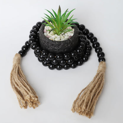 Boho Decor Wood Beads Garland Farmhouse Wall Hanging Decorations Natural Wooden Bead Tassel Decorative for Coffee Table Christmas and Prayer (Nature, 58")