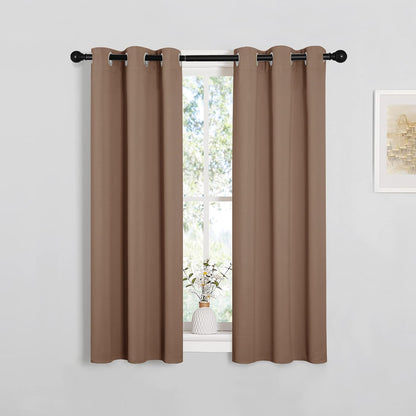 NICETOWN Halloween Pitch Black Solid Thermal Insulated Grommet Blackout Curtains/Drapes for Bedroom Window (2 Panels, 42 inches Wide by 63 inches Long, Black) - Colors D