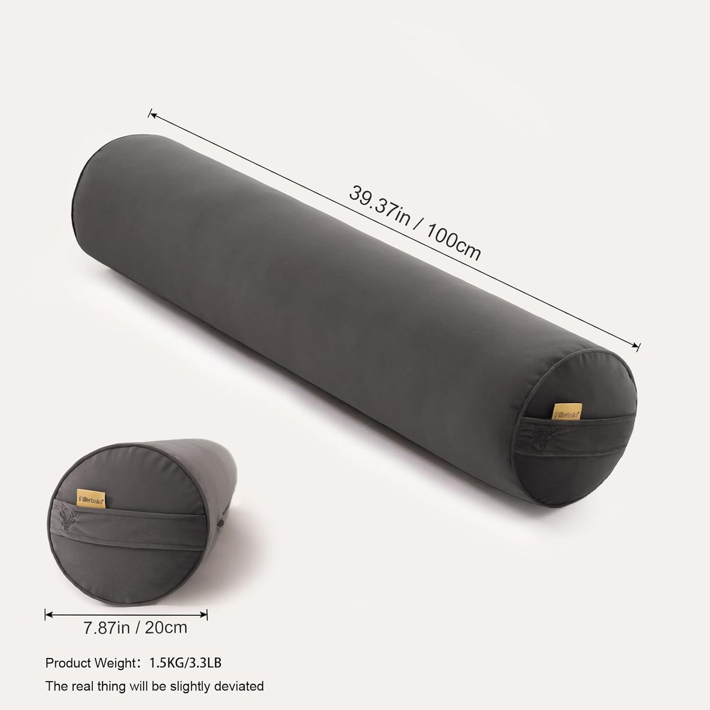 Body Pillow for Adults,Long Round Pillow,Big Cylindrical Pillow,Large Full Bolster Pillows for Side Sleepers (Steel Gray, 47.24"*7.87")