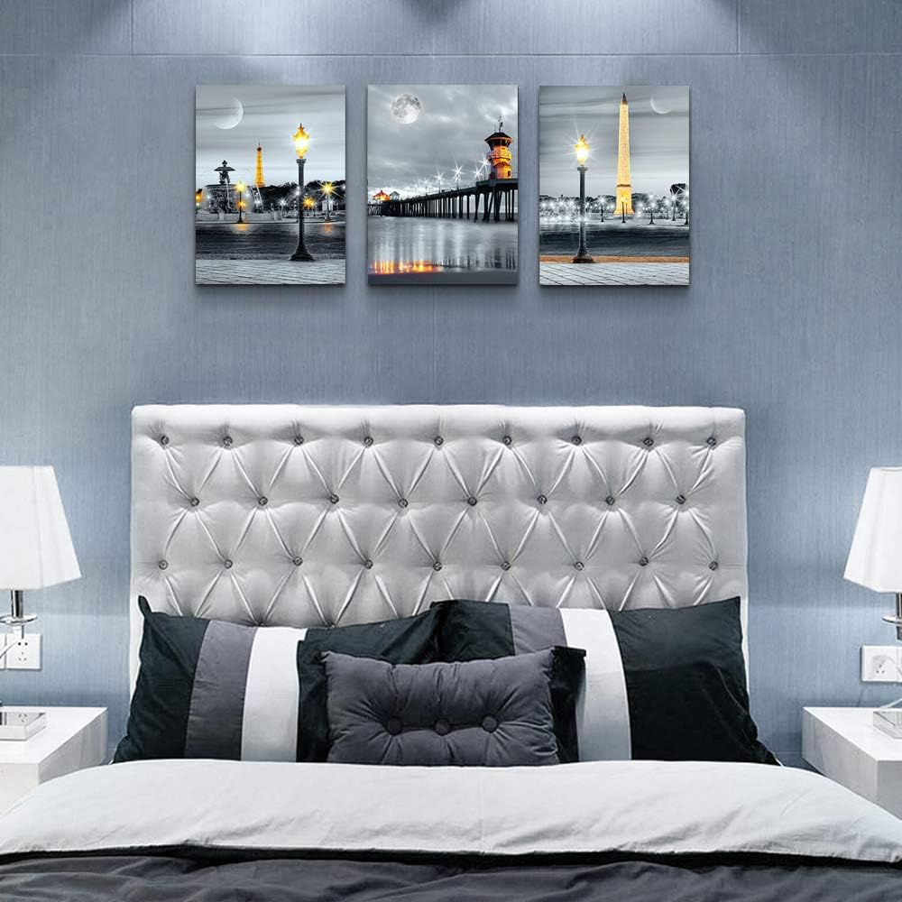 MHARTK66 Wall Art for Bedroom Wall Decor for Living Room Office Decor Abstract Mountain Aurora Landscape Painting 3 Piece Scenic Framed Canvas Art Prints Ready to Hang Kitchen Wall Pictures Home Decor