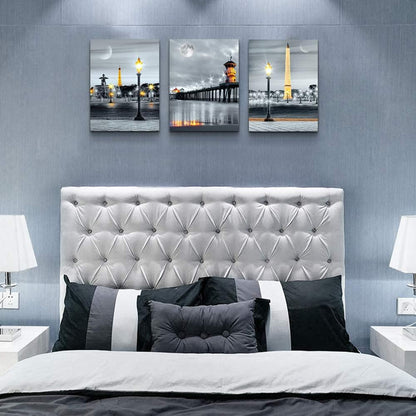 MHARTK66 Wall Art for Bedroom Wall Decor for Living Room Office Decor Abstract Mountain Aurora Landscape Painting 3 Piece Scenic Framed Canvas Art Prints Ready to Hang Kitchen Wall Pictures Home Decor