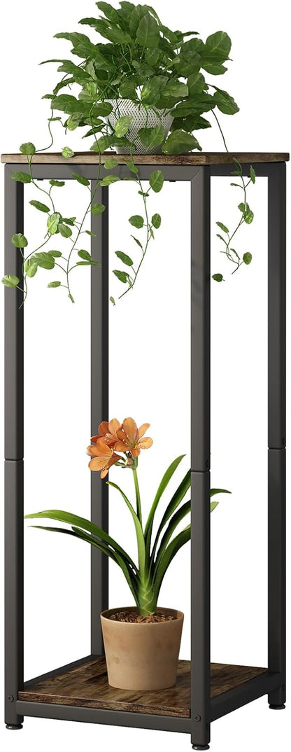 Plant Stand Indoor Corner Tall 2 Tier Metal Modern Flower Storage Plant Shelf Holder for Living Room Balcony Garden,Black (2 Tier-Black Round)
