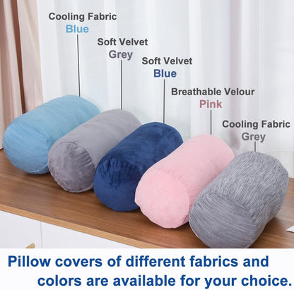 1 MIDDLE ONE Round Cylinder Bolster Pillow with Removable Velvet Cover, Tube Roll Cervical Pillow for Head, Neck, Back and Legs Support, 13" x 6", Grey