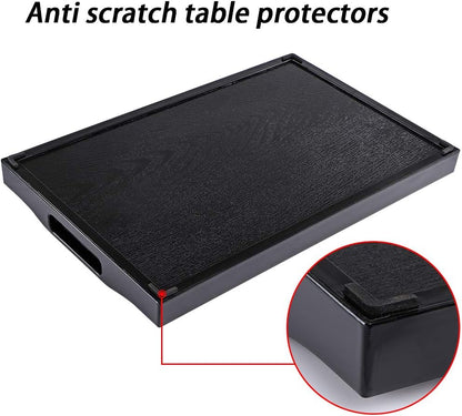 MDLUU Plastic Serving Tray, Ottoman Tray with Cutout Handles, Rectangle Butler Tray for Breakfast in Bed, Coffee Table Decor, Party (Black)