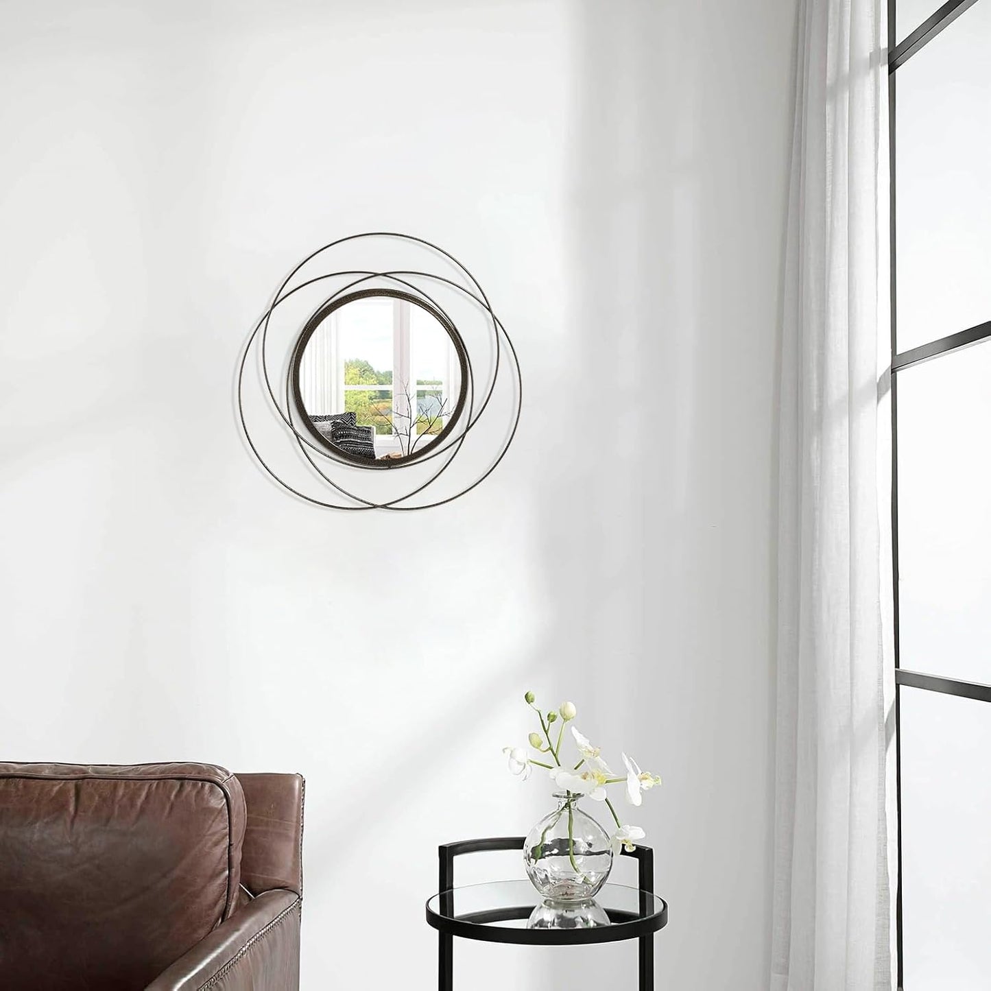 Gold Sunburst Mirrors for Wall Decorative Metal Round Art Mirrors Large Wall Decor Hanging Mirror for Bathroom Bedroom Living Room Vanity Entryway 16"