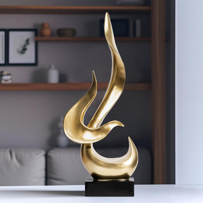 Black Fire Flame Sculpture, Modern Abstract Resin Statue, Art Statue Home Decor for Living Room TV Stand Coffee Table Shelf Accents Decor.