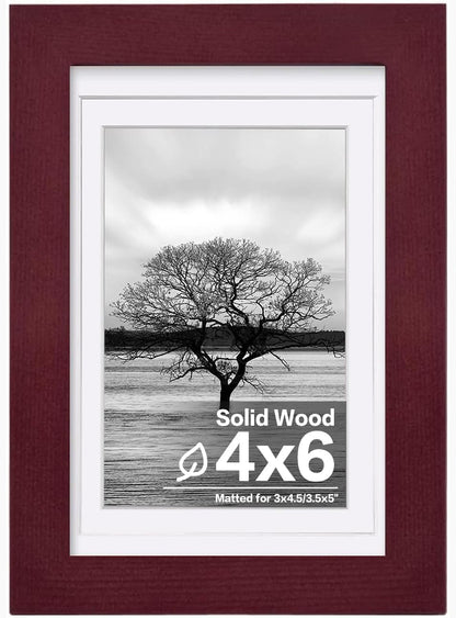Egofine 12x16 Picture Frame Black, Covered by Plexiglass Made of Solid Wood, Display Pictures 9x12 and 11x14 with Mat or 12x16 Without Mat, for Wall Mounting Photo Frame - Colors A