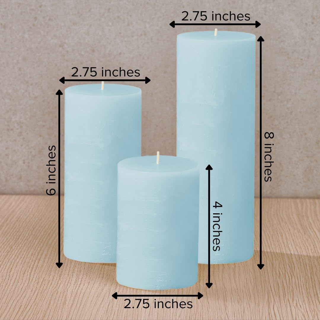 Simply Soson 3x6 inch Ivory Pillar Candles Set of 3, Rustic Texture, Unscented Ivory Candles, Dripless Candles, 3 inch Pillar Candles Ideal as Wedding, Parties, Spas, Dinner, Home Decoration, Church