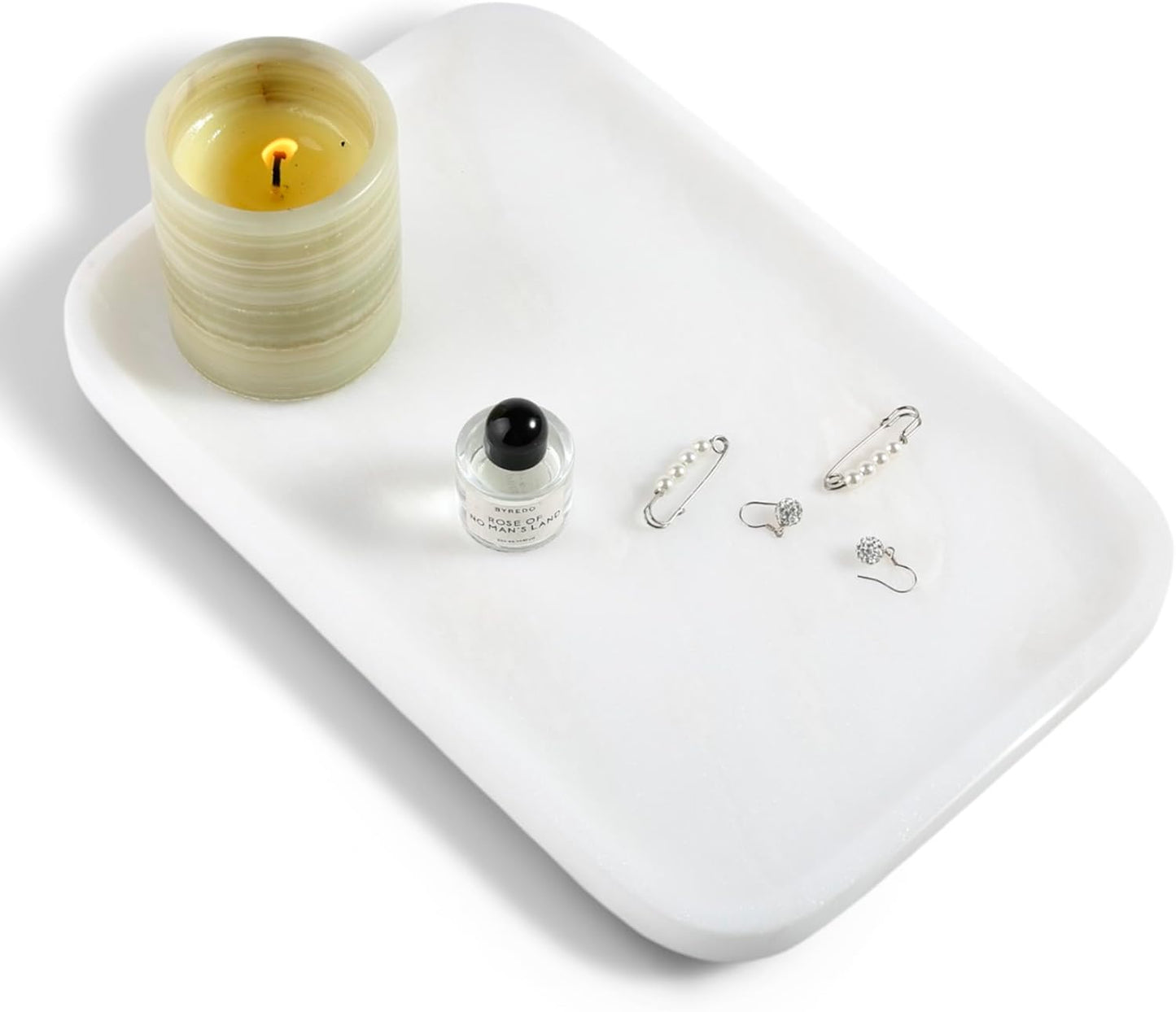 Marble Vanity Tray for Dresser Organizer, Travertine Bathroom Tray Countertop, Beige Decorative Serving Trays, Kitchen Sink Storage, Jewelry & Perfume Holder(Travertino Romano)
