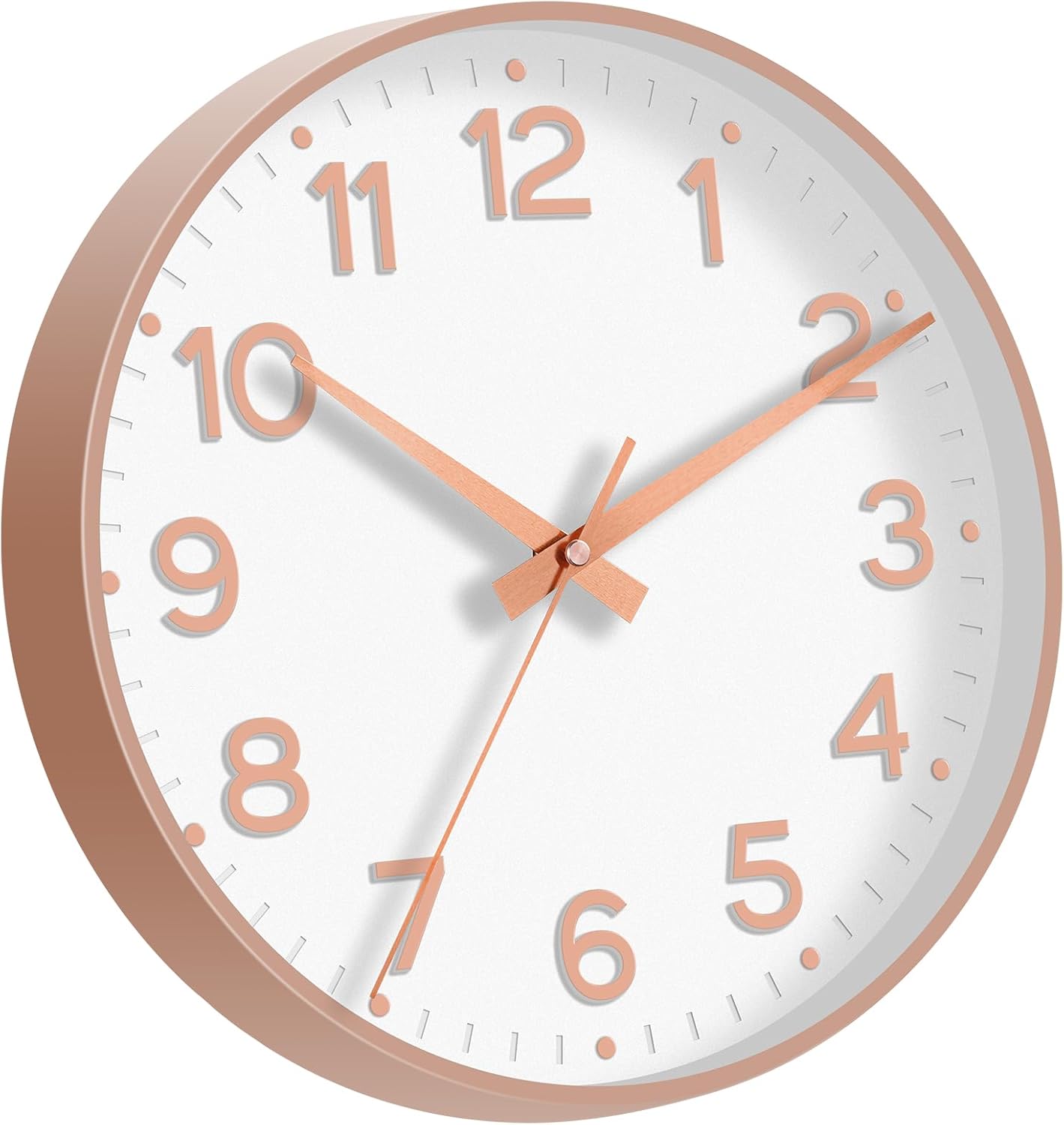 Roymnie Wall Clock Green, Silent Wall Clocks Battery Operated 8 Inch-Modern Non Ticking Analog Clock Decorative for Kitchen Office Bathroom Bedroom(Gold)