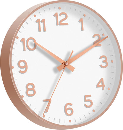 Roymnie Wall Clock Green, Silent Wall Clocks Battery Operated 8 Inch-Modern Non Ticking Analog Clock Decorative for Kitchen Office Bathroom Bedroom(Gold)
